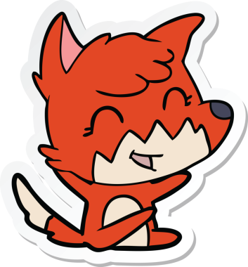 Bir insan tarafından çizilmiş mutlu bir tilkinin çıkartması.