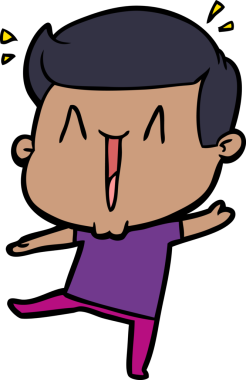 Bir insan tarafından çizilmiş heyecanlı bir çizgi film.