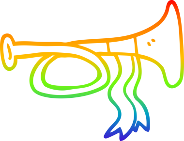 gökkuşağı gradyan çizgi çizimi bir insan tarafından çizilmiş pirinç korna