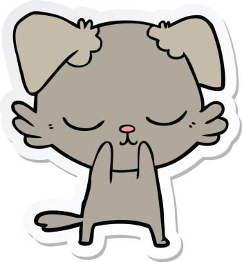 Bir insan tarafından çizilmiş şirin bir köpeğin çıkartması.