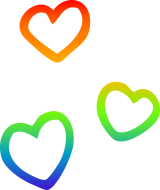 Gökkuşağı gradyan çizgi çizimi Bir insan tarafından çizilmiş bir aşk kalbi