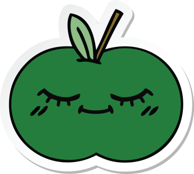 Bir insan tarafından çizilmiş tatlı, sulu bir elmanın çıkartması.