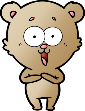 Bir insan tarafından çizilmiş gülen oyuncak ayı çizgi filmi.