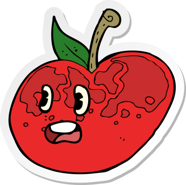 Bir insan tarafından çizilmiş çizgi film elmasının çıkartması.