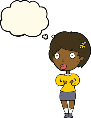 Bir insan tarafından çizilmiş düşünce balonlu bir karikatür.