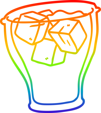 gökkuşağı gradyan çizgisi bir insan tarafından çizilmiş buzlu bir bardak kola.