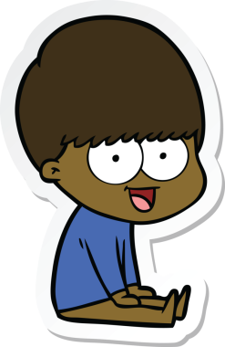 Bir insan tarafından çizilmiş mutlu bir çizgi film çocuğunun çıkartması.