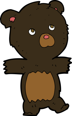 Bir insan tarafından çizilmiş şirin siyah ayı.