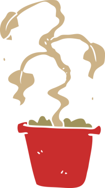 Bir insan tarafından çizilmiş ölü ev bitkisinin düz renk çizimi