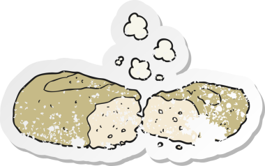 Bir insan tarafından çizilmiş karikatür ekmeğinin geriletilmiş yapıştırması.