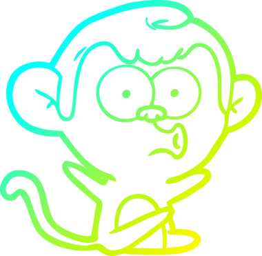 Bir insan tarafından çizilen korna çalan bir maymunun soğuk çizgi çizimi.