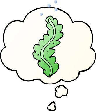 Bir insan tarafından çizilmiş yumuşak eğimli düşünce baloncuklu karton deniz yosunu.