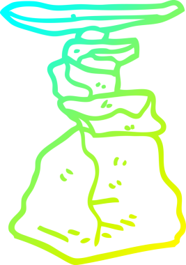 Bir insan tarafından çizilmiş taş yığını bir çizgi filmin soğuk gradyan çizimi