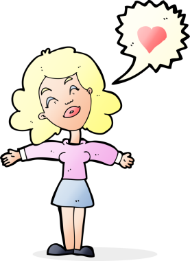 Bir insan tarafından çizilmiş aşık bir karikatür kadını.