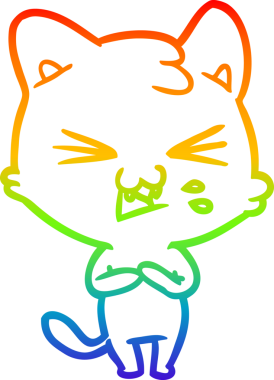 Gökkuşağı gradyan çizgi çizimi Bir insan tarafından çizilmiş bir çizgi kedi tıslama