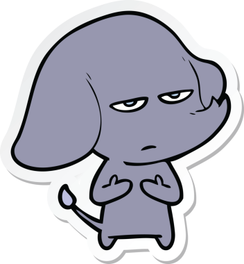 Bir insan tarafından çizilmiş kızgın bir filin çıkartması.