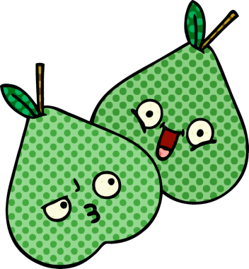 bir insan tarafından çizilmiş yeşil armutların çizgi roman tarzı