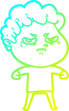 Bir insan tarafından çizilmiş kızgın bir adamın soğuk çizgi çizimi.