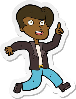 Bir insan tarafından çizilmiş harika bir fikri olan bir karikatürcünün çıkartması.