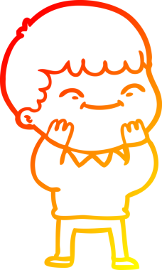 Bir insan tarafından çizilen mutlu bir çocuğun sıcak çizgi çizimi.