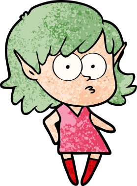 Bir insan tarafından çizilmiş çizgi film elf kızı.