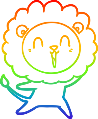 Bir insan tarafından çizilmiş gülen aslan çizgi çizimi.