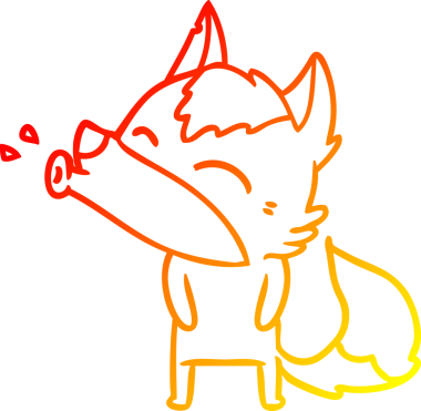 Bir insan tarafından çizilen uluyan kurt çizgi filminin sıcak gradyan çizimi