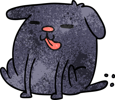 Bir insan tarafından çizilmiş sevimli bir köpeğin desenli çizimi kawaii.