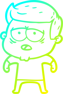 Bir insan tarafından çizilmiş, yorgun bir adamın soğuk çizgi çizimi.