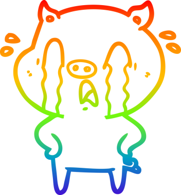 gökkuşağı gradyan çizimi bir insan tarafından çizilmiş ağlayan domuz çizgi filmi