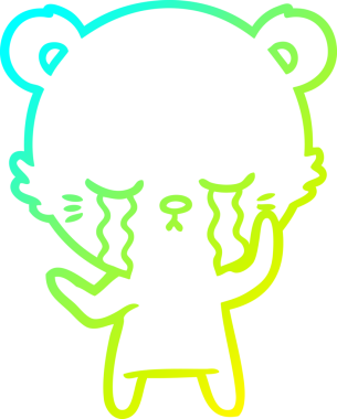 Bir insan tarafından çizilmiş ağlayan çizgi film ayısının soğuk gradyan çizgisi.