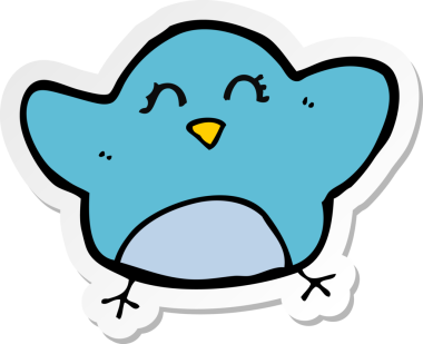 Bir insan tarafından çizilmiş çizgi film kuşunun çıkartması.