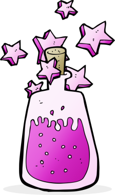 bir insan tarafından çizilmiş sihirli iksir.