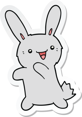 Bir insan tarafından çizilmiş çizgi film tavşanının çıkartması.