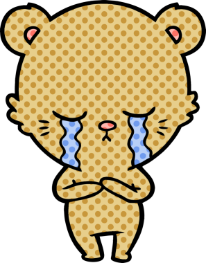 Bir insan tarafından çizilmiş ağlayan çizgi film ayısı.