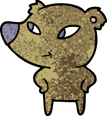 Bir insan tarafından çizilmiş sevimli çizgi film ayısı.