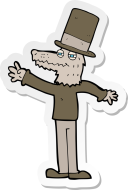 Bir insan tarafından çizilmiş şapka takan bir kurt adamın çıkartması.