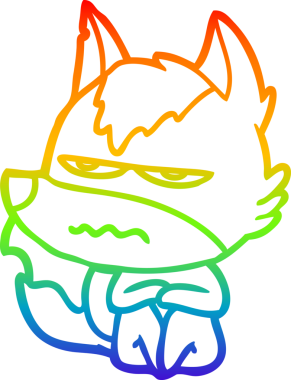 Gökkuşağı gradyan çizgi çizimi Bir insan tarafından çizilmiş rahatsız kurt