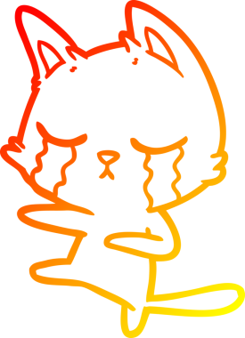 Bir insan tarafından çizilmiş, ağlayan bir çizgi film kedisinin sıcak çizgi çizimi