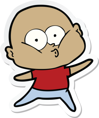 Bir insan tarafından çizilmiş kel bir adamın çıkartması.