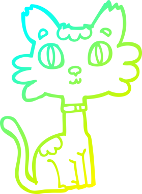 Bir insan tarafından çizilen çizgi film kedisinin soğuk gradyan çizgisi.