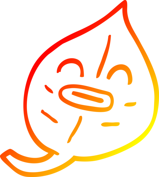 Bir insan tarafından çizilen çizgi film yaprağının sıcak gradyan çizimi