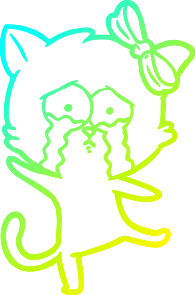 Bir insan tarafından çizilen çizgi film kedisinin soğuk gradyan çizgisi.