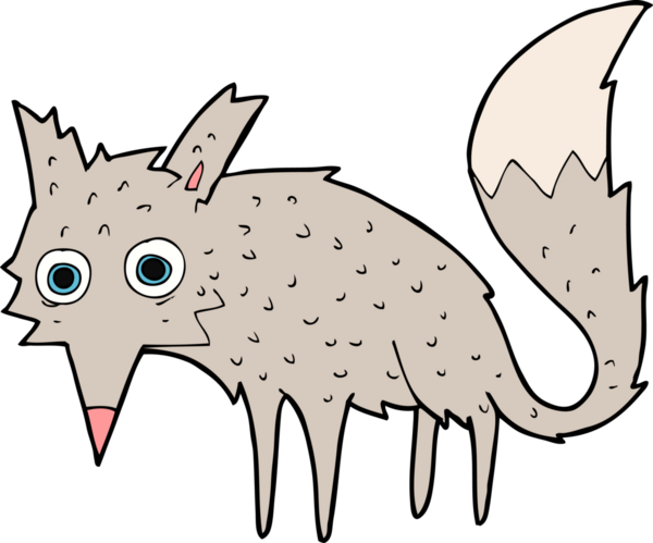 Bir insan tarafından çizilmiş komik bir kurt çizgi filmi.