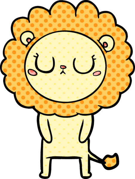 Bir insan tarafından çizilmiş çizgi film aslanı.