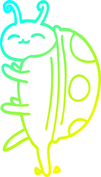 Bir insan tarafından çizilmiş sevimli bir uğur böceğinin soğuk gradyan çizimi