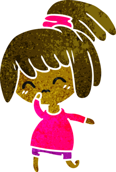 Bir insan tarafından çizilmiş sevimli bir kawai kızının serbest çizimi.