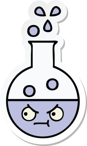 Bir insan tarafından çizilmiş şirin bir çizgi film test tüpünün çıkartması.