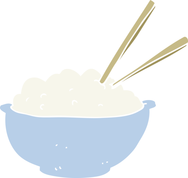 Bir insan tarafından çizilmiş pirinç kasesinin düz renk çizimi