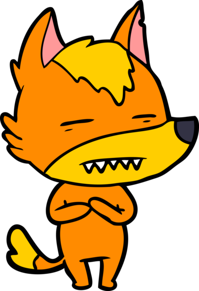 Bir insan tarafından çizilmiş tilki çizgi film karakteri